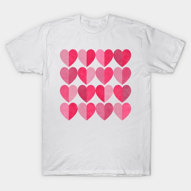 Shades of Love Pink Hearts T-Shirt by FAROSSTUDIO